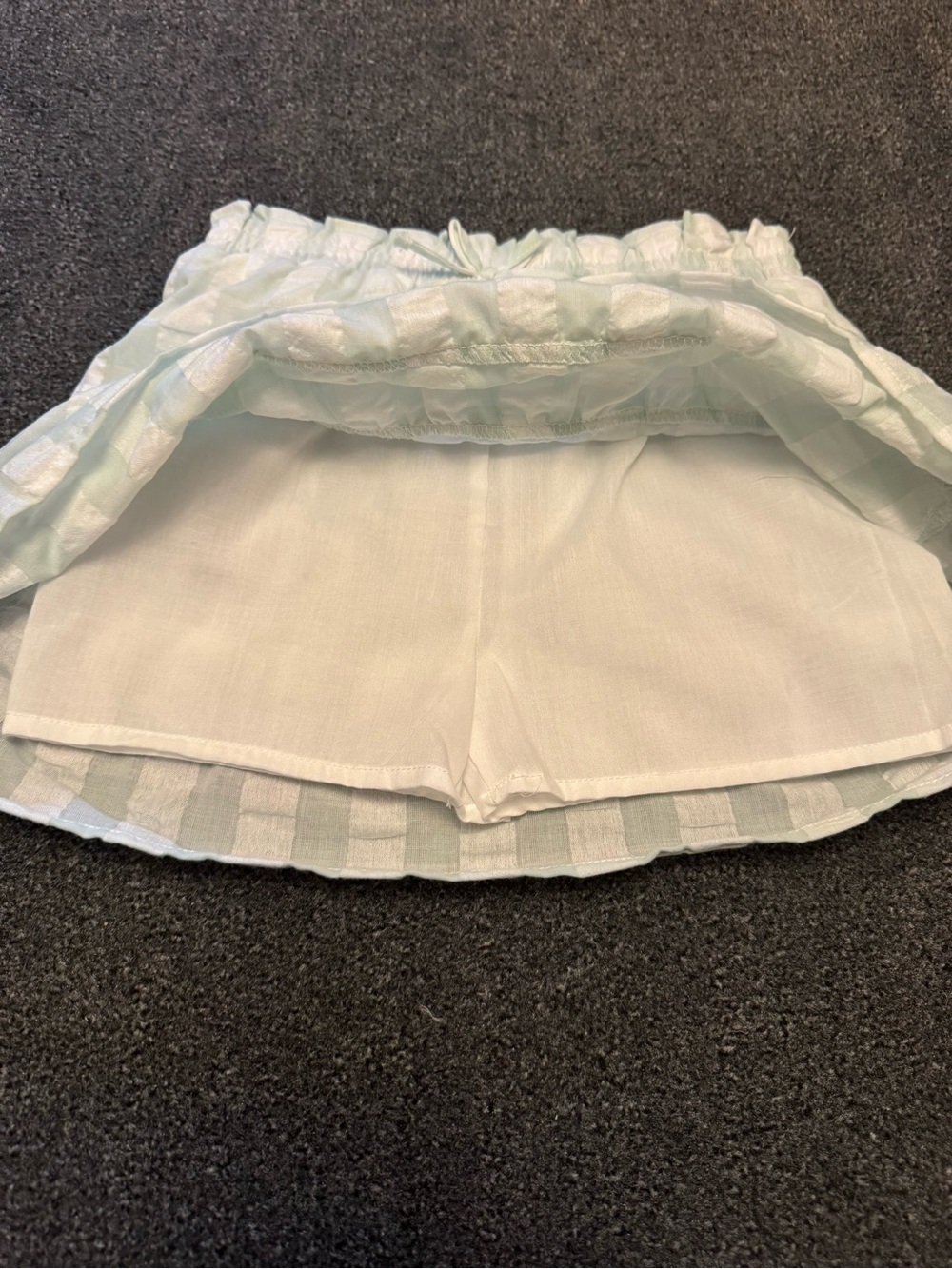 Btween Girls Light Mint Green Gingham Ric Rac Top & Skort Set - Size 7 - Picture 9 of 11